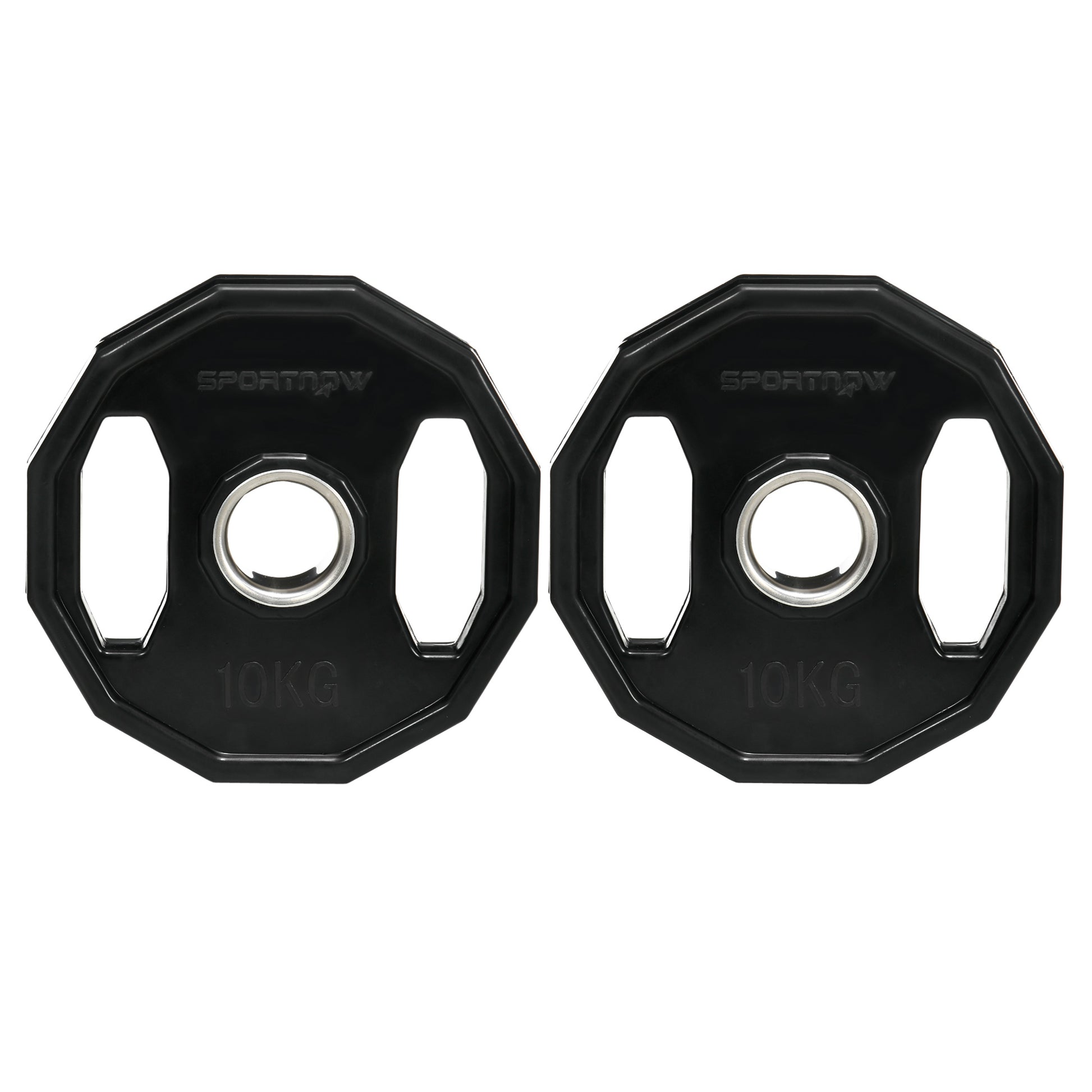 SPORTNOW Set of 2 Olympic Weight Plates 10 kg Ø32x4 cm Cast Iron Weight Plates with 5 cm Hole for Bar Fitness Training in Home Gym Black