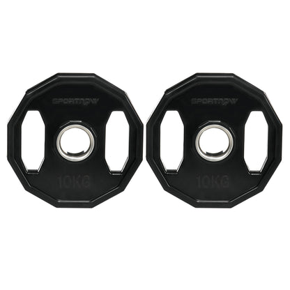 SPORTNOW Set of 2 Olympic Weight Plates 10 kg Ø32x4 cm Cast Iron Weight Plates with 5 cm Hole for Bar Fitness Training in Home Gym Black