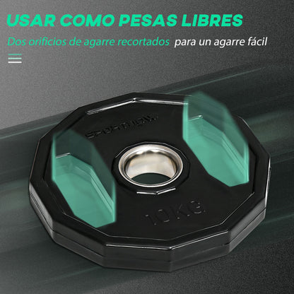 SPORTNOW Set of 2 Olympic Weight Plates 10 kg Ø32x4 cm Cast Iron Weight Plates with 5 cm Hole for Bar Fitness Training in Home Gym Black