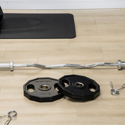 SPORTNOW Set of 2 Olympic Weight Plates 10 kg Ø32x4 cm Cast Iron Weight Plates with 5 cm Hole for Bar Fitness Training in Home Gym Black