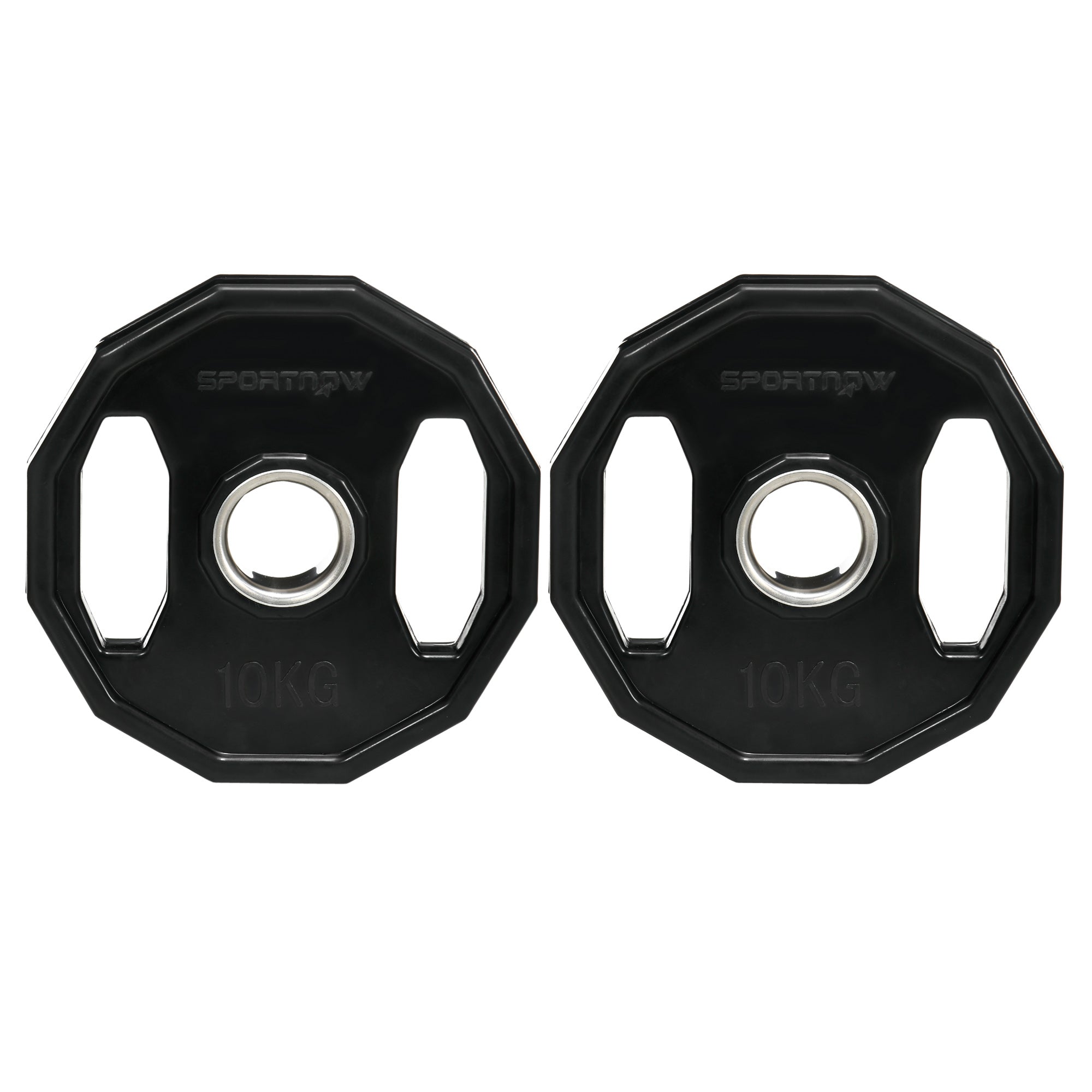 SPORTNOW Set of 2 Olympic Weight Plates 10 kg Ø32x4 cm Cast Iron Weight Plates with 5 cm Hole for Bar Fitness Training in Home Gym Black