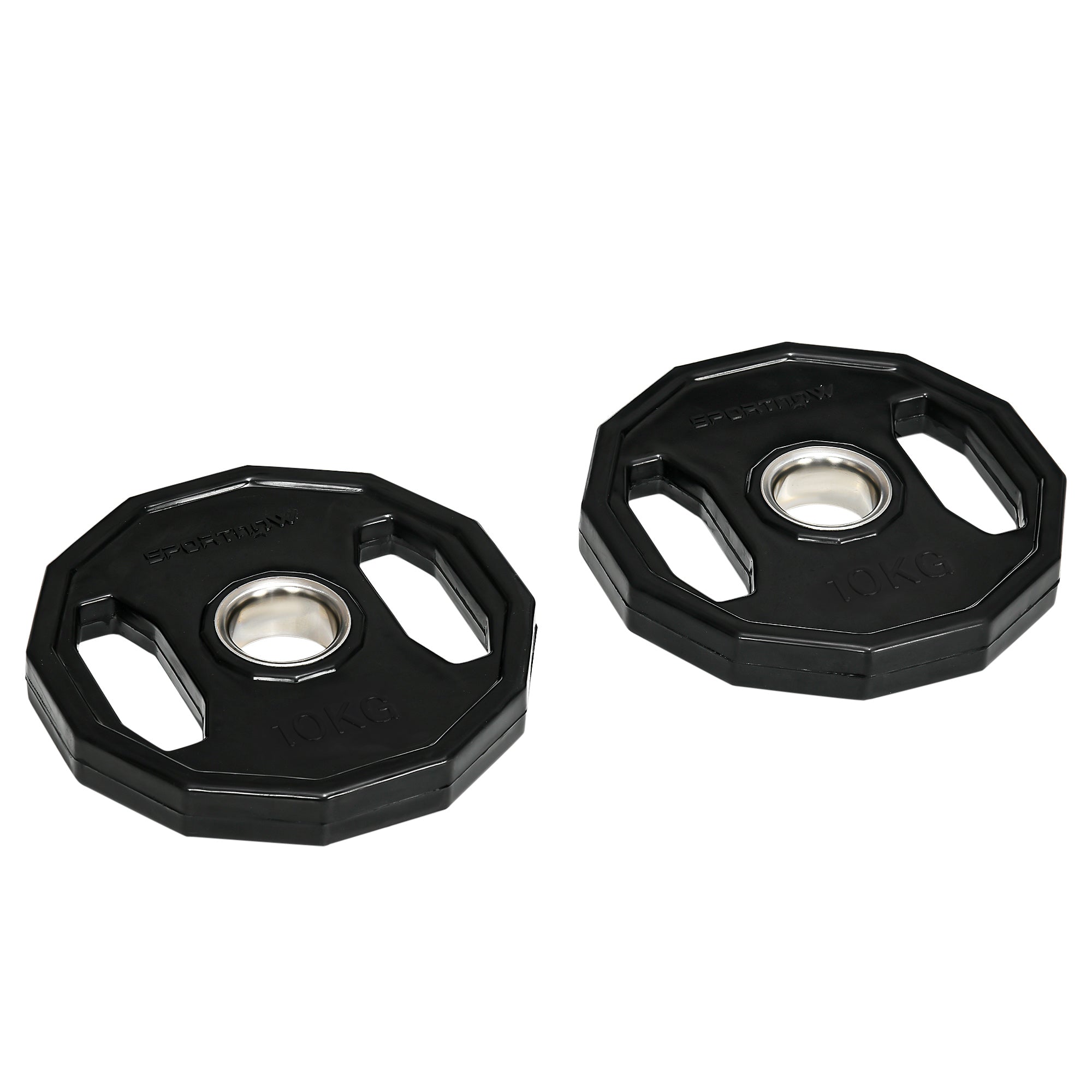 SPORTNOW Set of 2 Olympic Weight Plates 10 kg Ø32x4 cm Cast Iron Weight Plates with 5 cm Hole for Bar Fitness Training in Home Gym Black