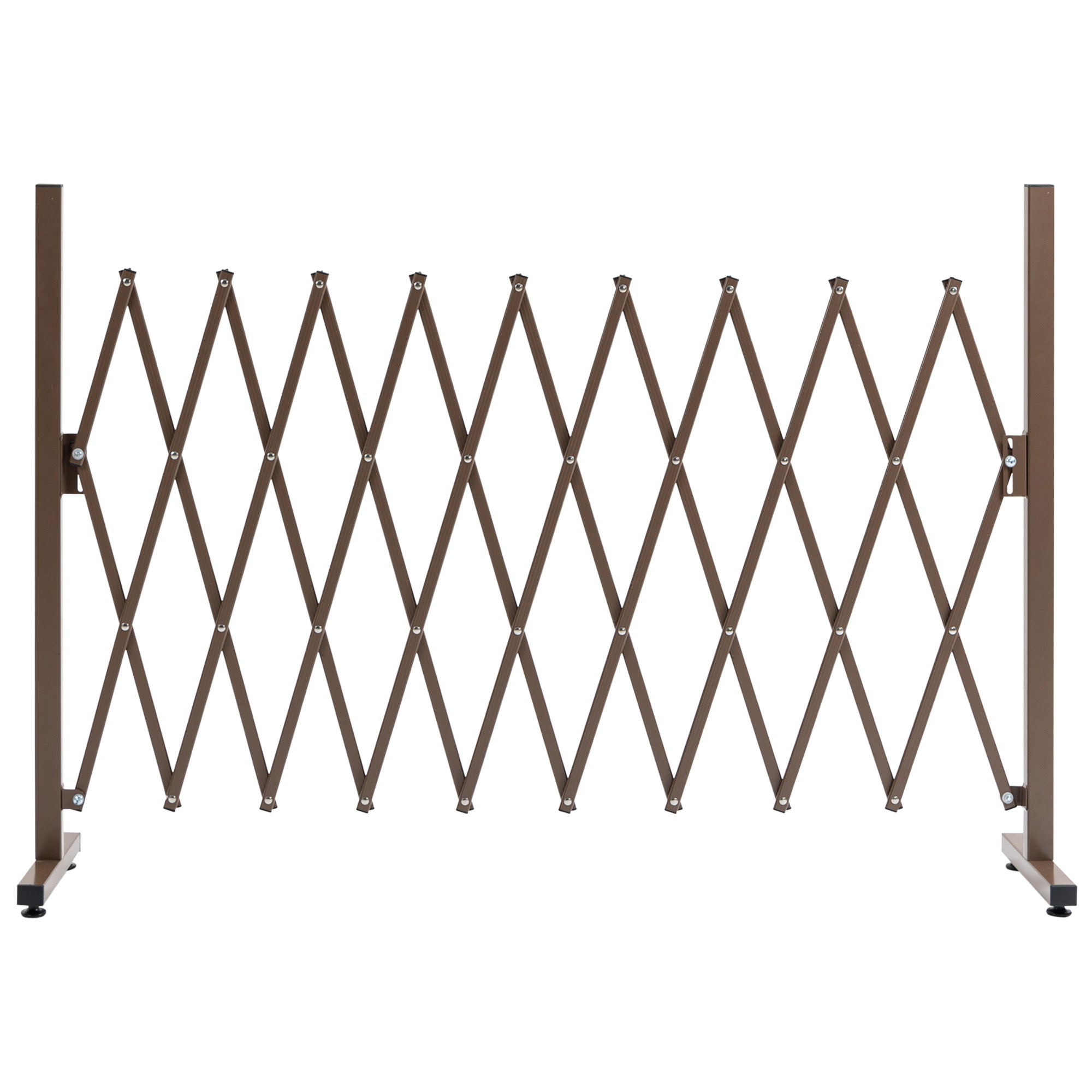 Retractable Extendable Barrier Security Gate 250L x 31W x 104H cm Aluminum Metal Chocolate