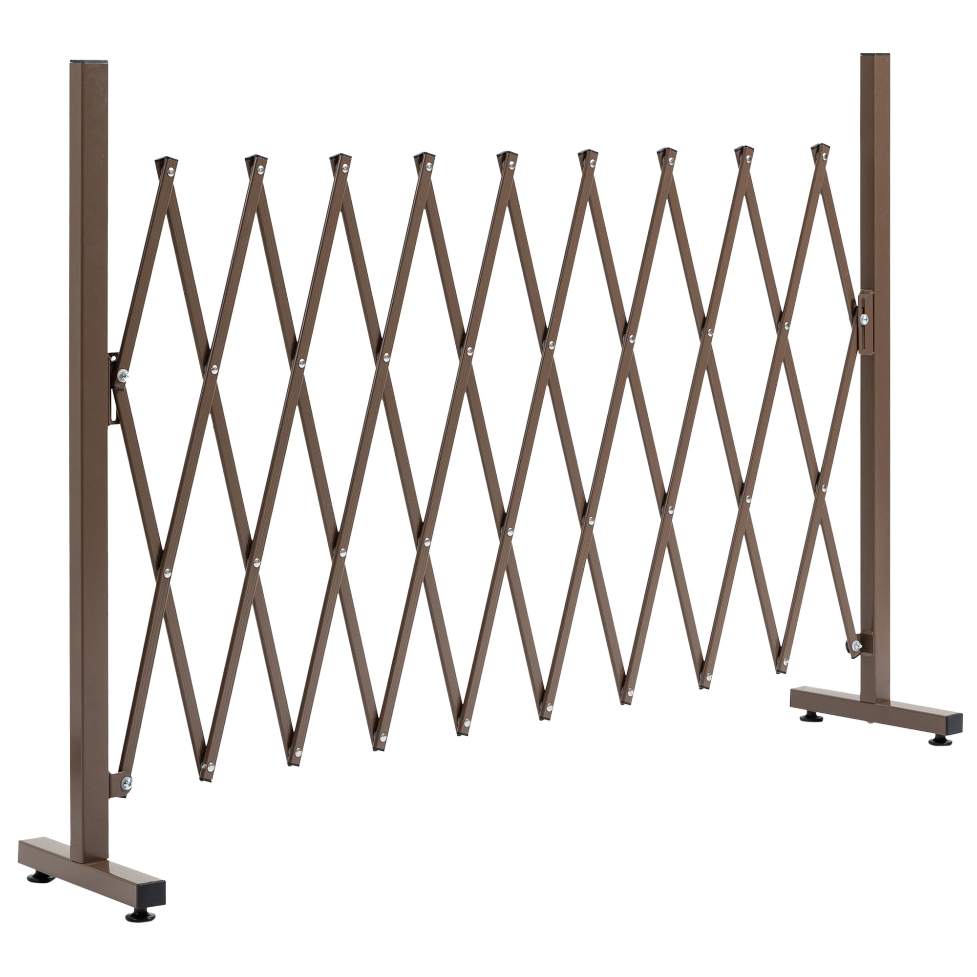 Retractable Extendable Barrier Security Gate 250L x 31W x 104H cm Aluminum Metal Chocolate