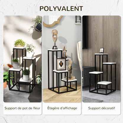 Plant Stand Flower Shelf 4 Shelves Different Heights Steel Structure - 34 x 34 x 66 cm