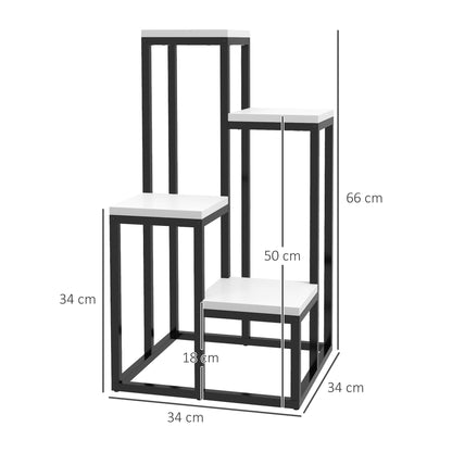 Plant Stand Flower Shelf 4 Shelves Different Heights Steel Structure - 34 x 34 x 66 cm
