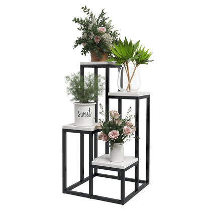 Plant Stand Flower Shelf 4 Shelves Different Heights Steel Structure - 34 x 34 x 66 cm