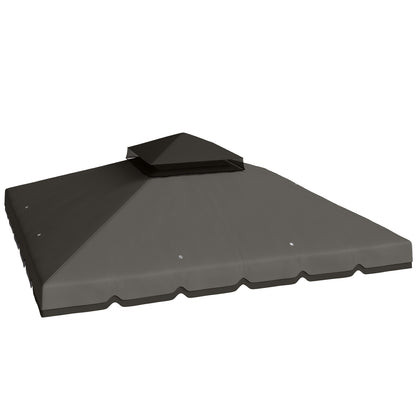 Double-Layer Replacement Canopy for 3 x 3 m (9.8 ft) Gazebo – 180 g/m² Polyester, Waterproof, UPF 30+, 8 Drainage Grommets, Gray