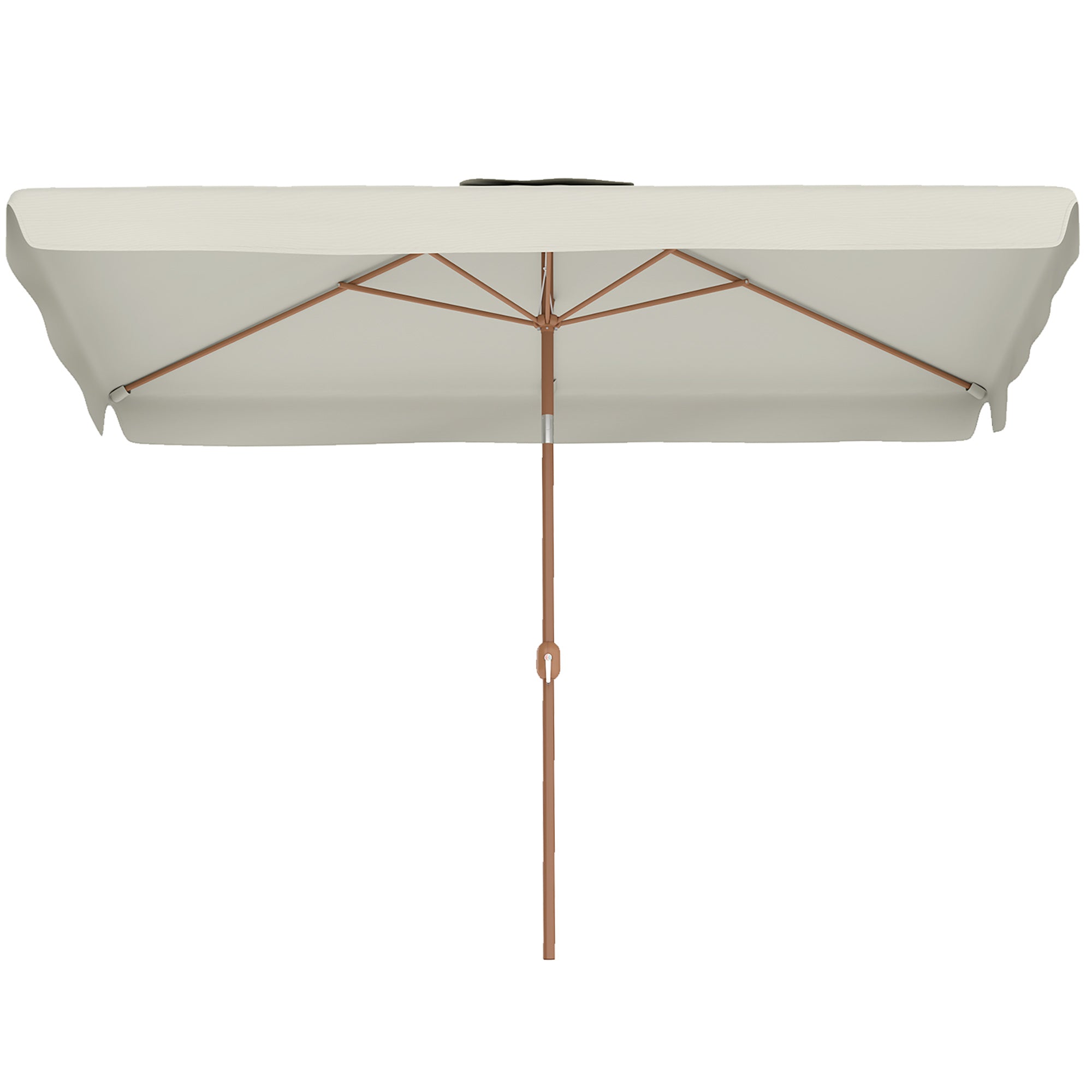 Outdoor Patio Umbrella 300x200 cm Exterior Terrace Parasol with Adjustable Angle Aluminum Pole Crank and UV 50+ Protection Umbrella for Garden Patio Cream