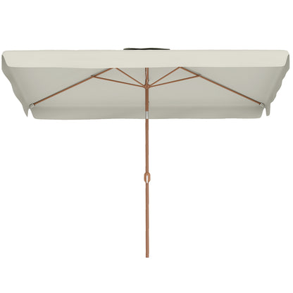 Outdoor Patio Umbrella 300x200 cm Exterior Terrace Parasol with Adjustable Angle Aluminum Pole Crank and UV 50+ Protection Umbrella for Garden Patio Cream