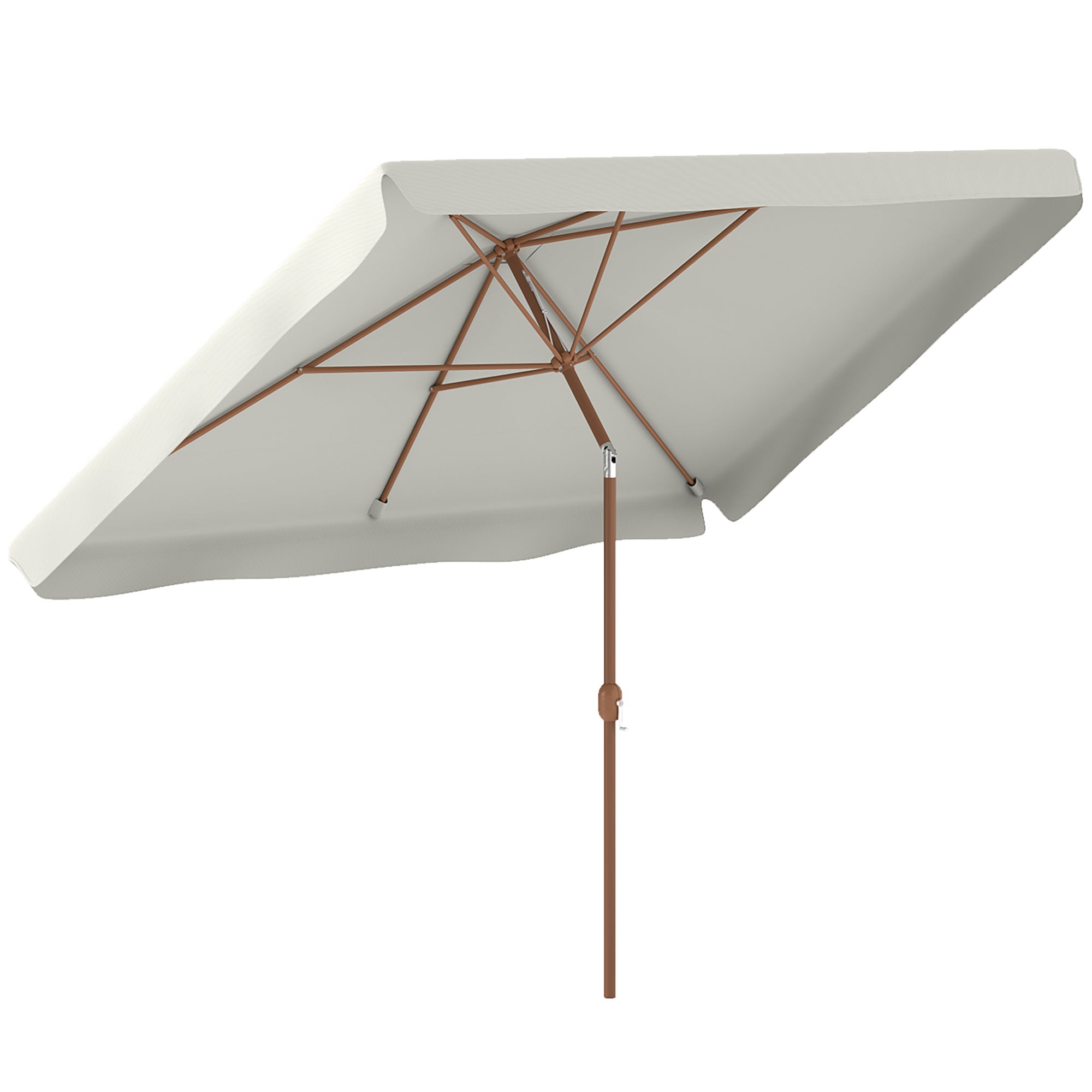 Outdoor Patio Umbrella 300x200 cm Exterior Terrace Parasol with Adjustable Angle Aluminum Pole Crank and UV 50+ Protection Umbrella for Garden Patio Cream