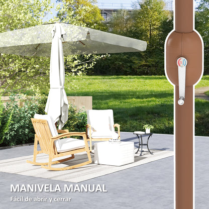 Outdoor Patio Umbrella 300x200 cm Exterior Terrace Parasol with Adjustable Angle Aluminum Pole Crank and UV 50+ Protection Umbrella for Garden Patio Cream