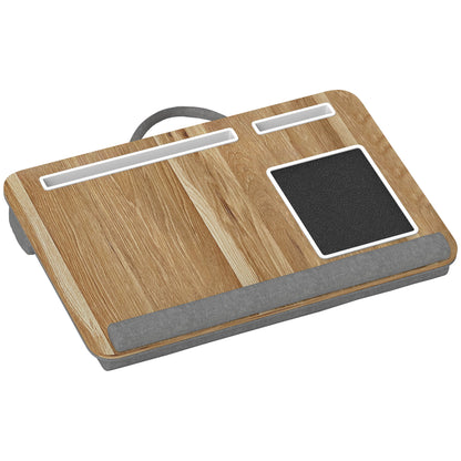 Laptop Stand with Cushion Laptop Stand with Tablet Slot Mouse Pad Wrist Rest Bed Table Home Office 55.5x37x9 cm Oak