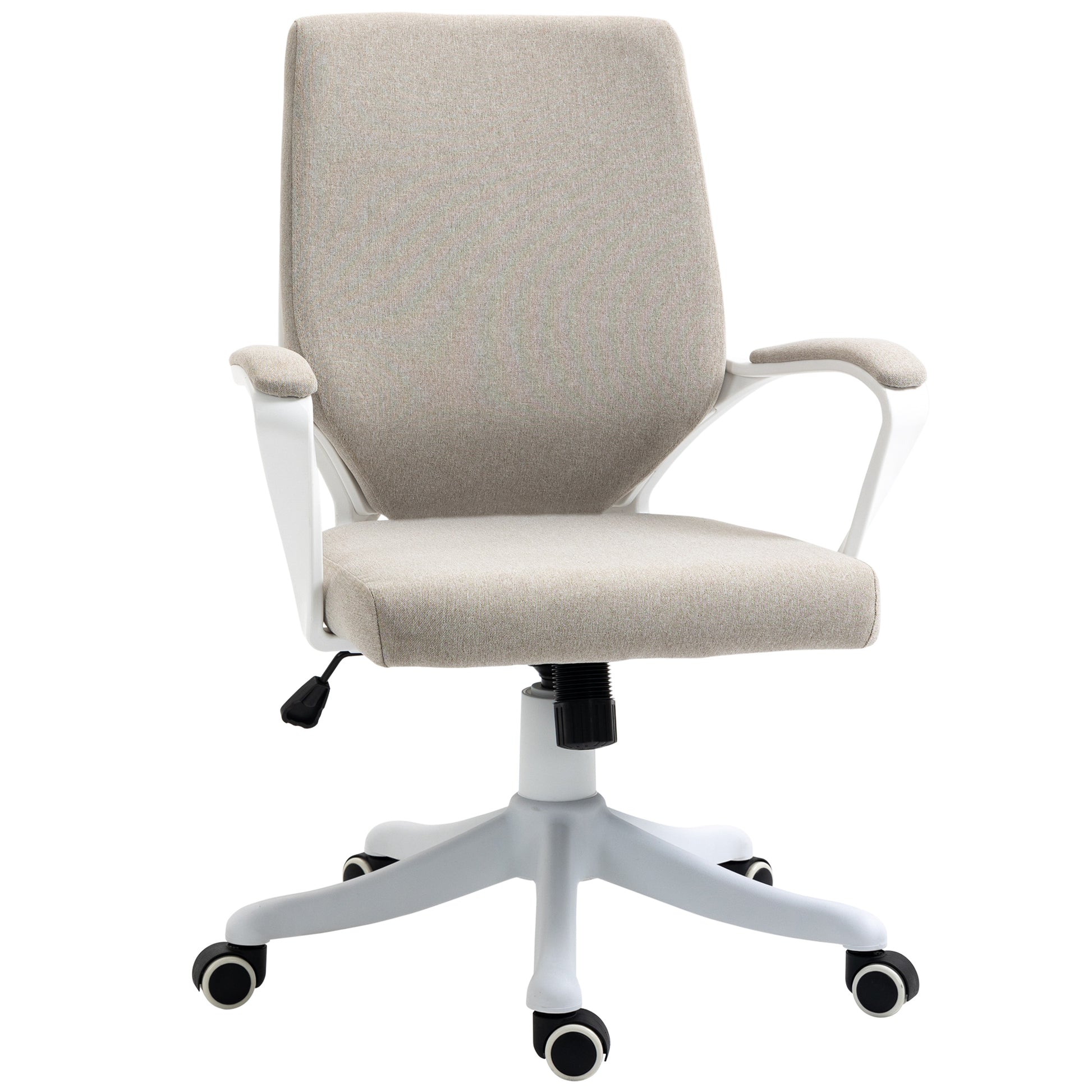 Swivel Office Chair Tilt Desk Chair with Armrests and Adjustable Height for Bedroom Living Room Load 120 kg 62x69x92-100 cm Beige
