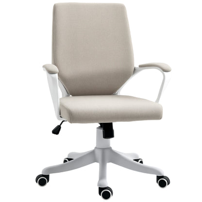 Swivel Office Chair Tilt Desk Chair with Armrests and Adjustable Height for Bedroom Living Room Load 120 kg 62x69x92-100 cm Beige