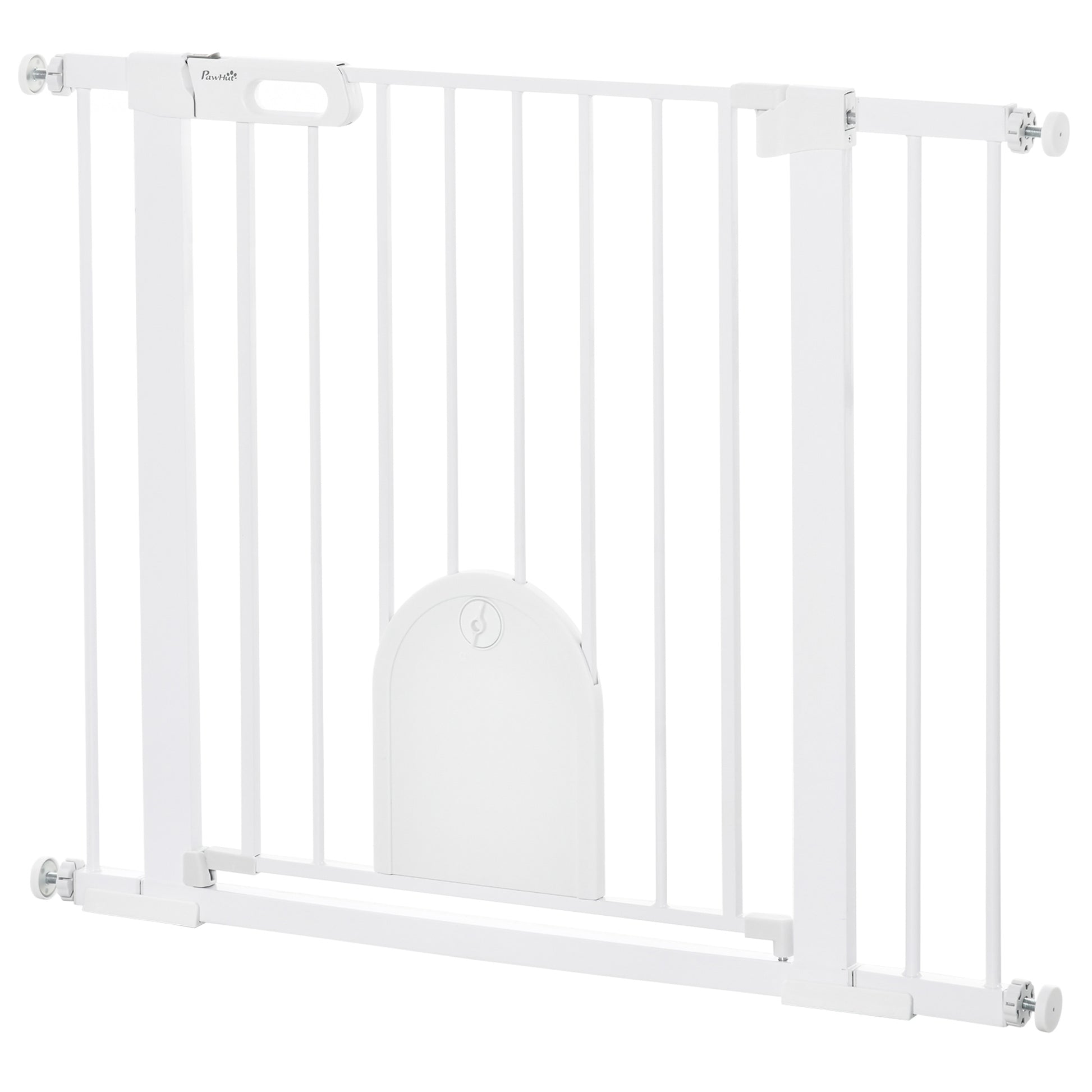 Dog Pet Safety Gate 75-103 cm for Stairs and Doors with 2 Extensions Automatic Lock and Double Lock System White