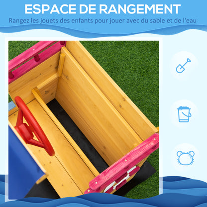 Wooden Pirate Ship Sandbox - Shading Sail, Storage Chest, Steering Wheel - Pre-oiled Pine Wood