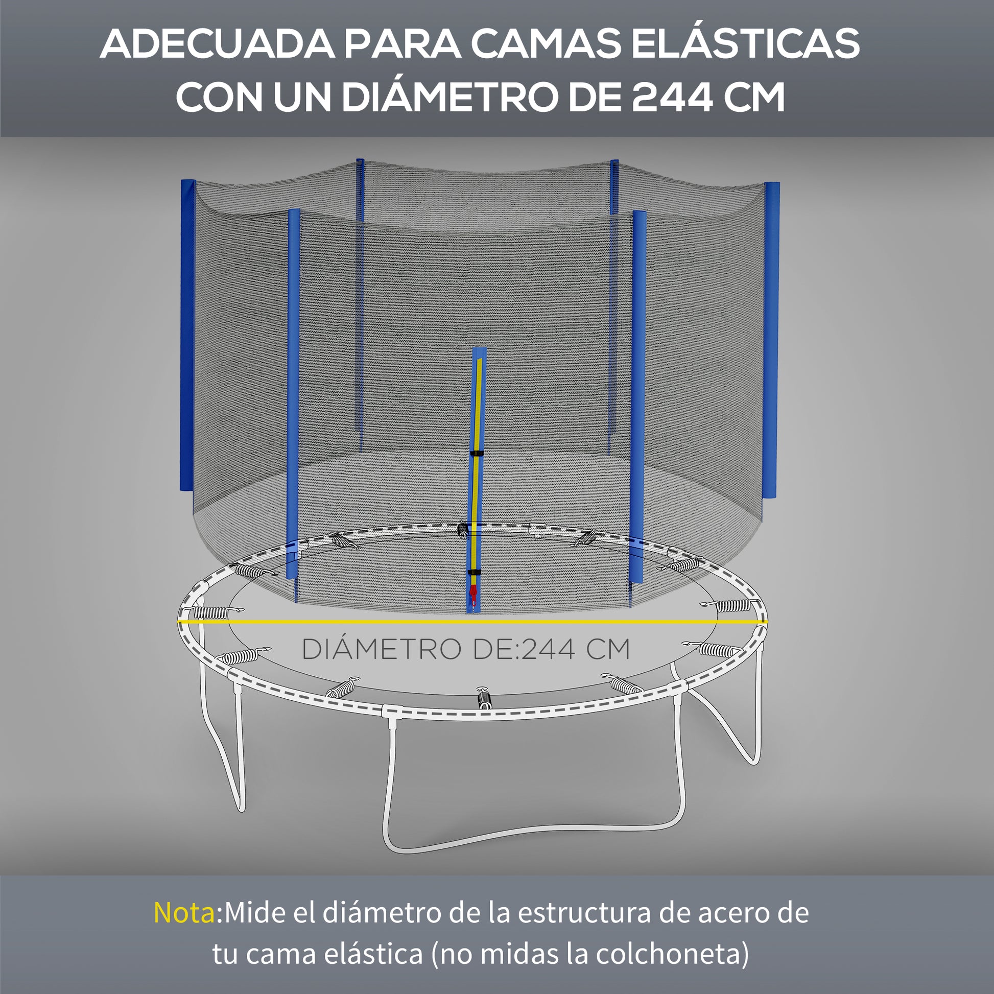 SPORTNOW Trampoline Safety Net for Ø244 cm Round Trampoline Outdoor Protective Net for 6 Straight Poles Blue