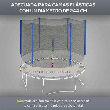 SPORTNOW Trampoline Safety Net for Ø244 cm Round Trampoline Outdoor Protective Net for 6 Straight Poles Blue