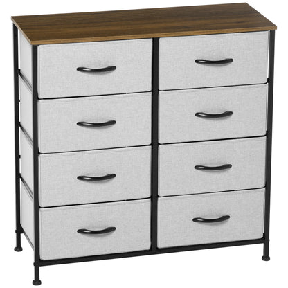 Chest of Drawers Sideboard with 8 Foldable Fabric Drawers, Drawer Cabinet with Worktop, Handle, Multi-Purpose Cabinet with Anti-Tip Device, for Living Room Bedroom, Gray