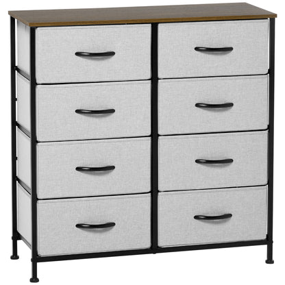 Chest of Drawers Sideboard with 8 Foldable Fabric Drawers, Drawer Cabinet with Worktop, Handle, Multi-Purpose Cabinet with Anti-Tip Device, for Living Room Bedroom, Gray