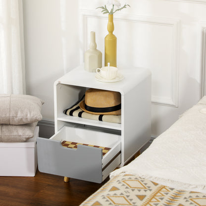 Bedside Table, Nightstand with Drawer, Nightstand with Open Compartment, Side Table for Bedroom, Living Room, White, 40 x 38 x 58 cm