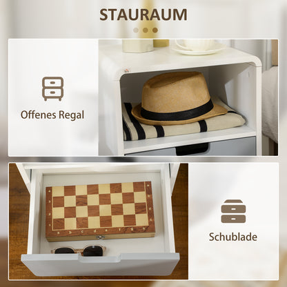 Bedside Table, Nightstand with Drawer, Nightstand with Open Compartment, Side Table for Bedroom, Living Room, White, 40 x 38 x 58 cm