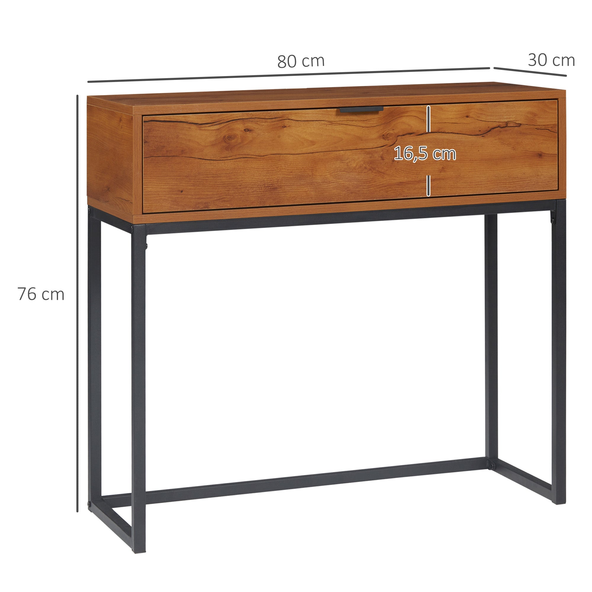 Console Table with Storage, Sofa Table in Industrial Design, Side Table for Entryway, Living Room, Hallway, Steel, Brown, 80 x 30 x 76 cm