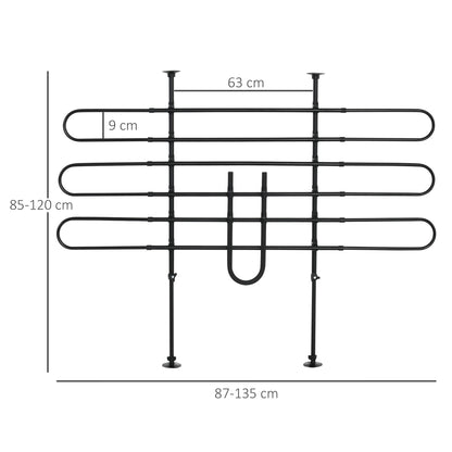 Adjustable Car Divider for Dogs Width and Height 87-135 x 85-120 cm Universal Steel Protective Grid for Car Trunk Luggage Black