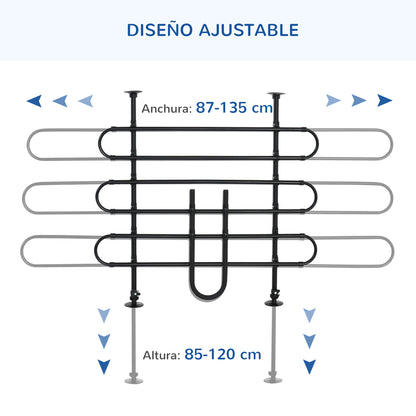 Adjustable Car Divider for Dogs Width and Height 87-135 x 85-120 cm Universal Steel Protective Grid for Car Trunk Luggage Black