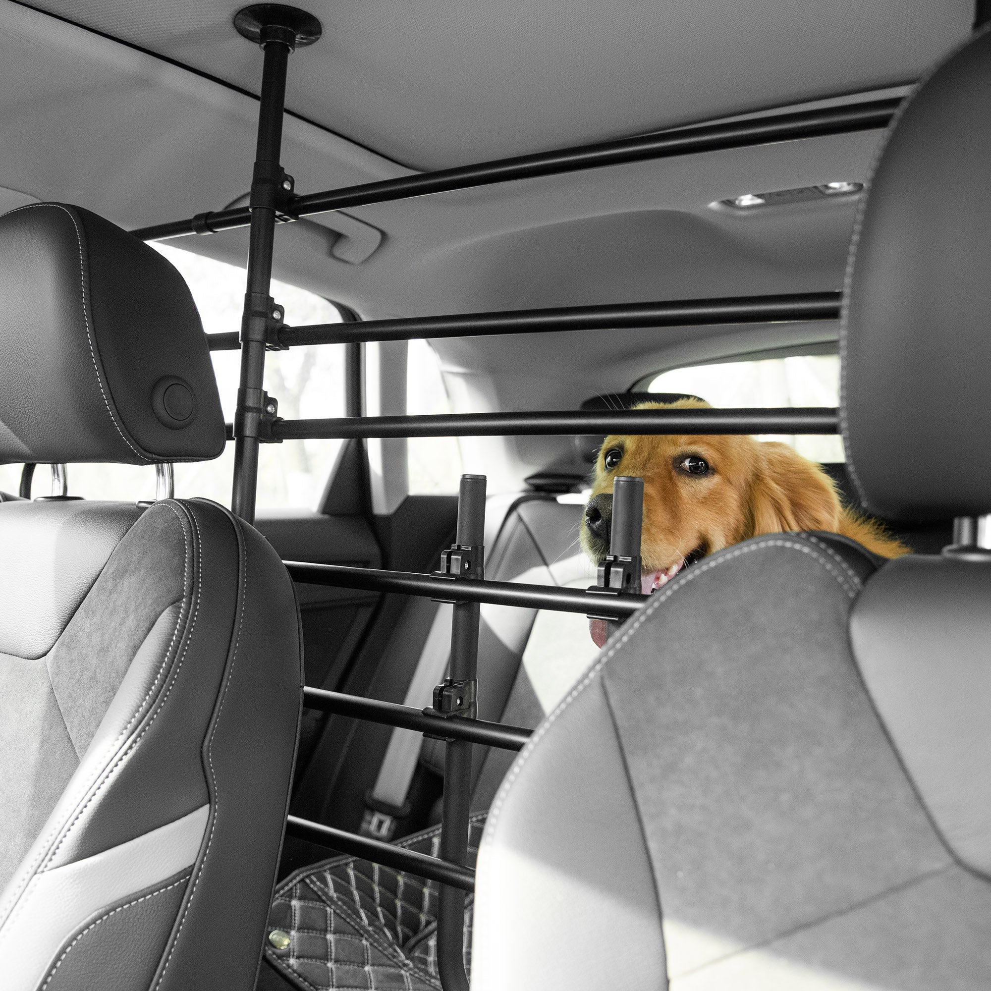 Adjustable Car Divider for Dogs Width and Height 87-135 x 85-120 cm Universal Steel Protective Grid for Car Trunk Luggage Black