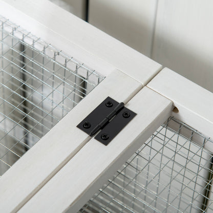 Wooden Rabbit Hutch with Wheels Rabbit Cage with Flip Top and Removable Tray Indoor and Outdoor Rabbit Hutch 108x58x73.5 cm Natural