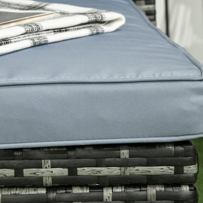 Garden Lounge Set with 2-Seater Sofa, Chaise Longue, and Coffee Table, PE Rattan and Glass Garden Set with Cushions, Gray