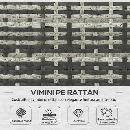 Garden Lounge Set with 2-Seater Sofa, Chaise Longue, and Coffee Table, PE Rattan and Glass Garden Set with Cushions, Gray