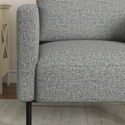 Fabric Lounge Chair 1-Seater Fabric Upholstered Armchair with Steel Legs Comfortable Chair for Living Room Bedroom Living Room Office Interior 79 x 76 x 65 cm Gray Black