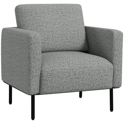 Fabric Lounge Chair 1-Seater Fabric Upholstered Armchair with Steel Legs Comfortable Chair for Living Room Bedroom Living Room Office Interior 79 x 76 x 65 cm Gray Black