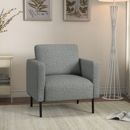 Fabric Lounge Chair 1-Seater Fabric Upholstered Armchair with Steel Legs Comfortable Chair for Living Room Bedroom Living Room Office Interior 79 x 76 x 65 cm Gray Black