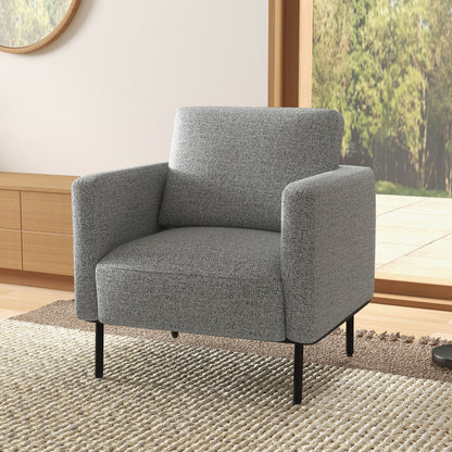 Fabric Lounge Chair 1-Seater Fabric Upholstered Armchair with Steel Legs Comfortable Chair for Living Room Bedroom Living Room Office Interior 79 x 76 x 65 cm Gray Black