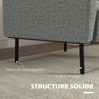 Fabric Lounge Chair 1-Seater Fabric Upholstered Armchair with Steel Legs Comfortable Chair for Living Room Bedroom Living Room Office Interior 79 x 76 x 65 cm Gray Black