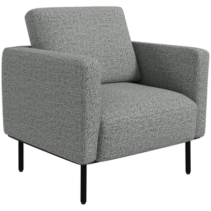 Fabric Lounge Chair 1-Seater Fabric Upholstered Armchair with Steel Legs Comfortable Chair for Living Room Bedroom Living Room Office Interior 79 x 76 x 65 cm Gray Black