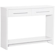 Console Table Entry Table with 2 Drawers and Storage Shelf Hallway Console Table for Living Room Modern Style Anti-Tip 50 kg Capacity 101.6x28x76.2 cm White