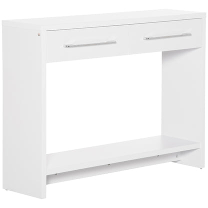 Console Table Entry Table with 2 Drawers and Storage Shelf Hallway Console Table for Living Room Modern Style Anti-Tip 50 kg Capacity 101.6x28x76.2 cm White