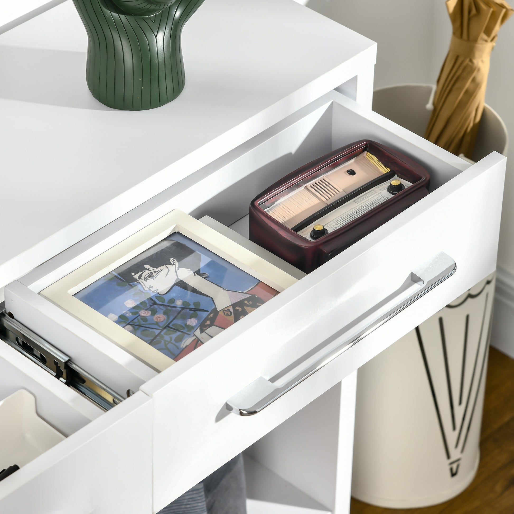 Console Table Entry Table with 2 Drawers and Storage Shelf Hallway Console Table for Living Room Modern Style Anti-Tip 50 kg Capacity 101.6x28x76.2 cm White