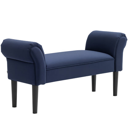 Bed Bench, Upholstered Bench, Storage Ottoman, Entryway Bench for Bedroom, Up to 130 kg Capacity, Canvas Fabric, Blue, 102 x 36 x 51 cm