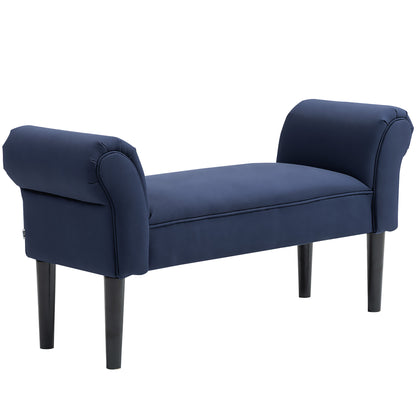 Bed Bench, Upholstered Bench, Storage Ottoman, Entryway Bench for Bedroom, Up to 130 kg Capacity, Canvas Fabric, Blue, 102 x 36 x 51 cm