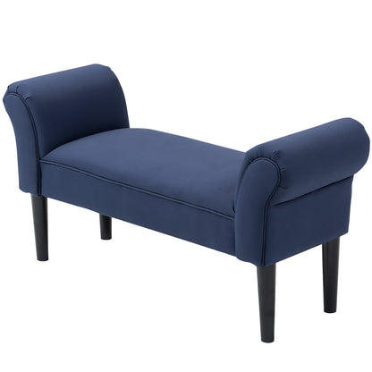 Bed Bench, Upholstered Bench, Storage Ottoman, Entryway Bench for Bedroom, Up to 130 kg Capacity, Canvas Fabric, Blue, 102 x 36 x 51 cm