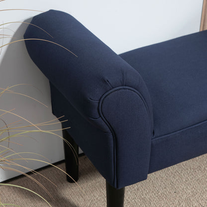 Bed Bench, Upholstered Bench, Storage Ottoman, Entryway Bench for Bedroom, Up to 130 kg Capacity, Canvas Fabric, Blue, 102 x 36 x 51 cm