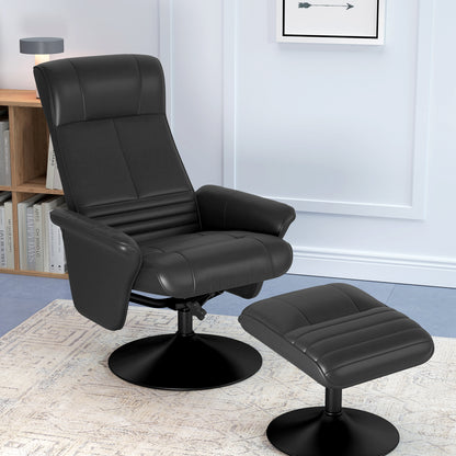 Recliner Chair with Footrest, 360° Swivel TV Reclining Chair with Upholstered Microfiber Look for Living Room, Black