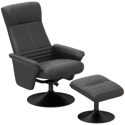 Recliner Chair with Footrest, 360° Swivel TV Reclining Chair with Upholstered Microfiber Look for Living Room, Black