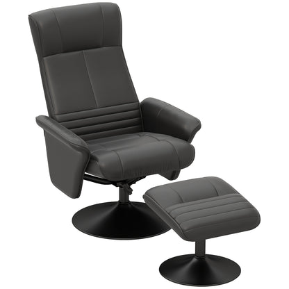 Recliner Chair with Footrest, 360° Swivel TV Reclining Chair with Upholstered Microfiber Look for Living Room, Black